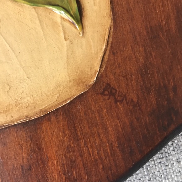 Vintage 70s Boho Floral Wooden Wall Art - Picture 5 of 6